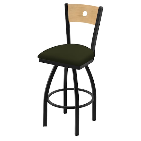 Holland Bar Stool Co 25" Swivel Counter Stool, Black Wrinkle, Nat Back, Canter Pine Seat 83025BWNatMplB010